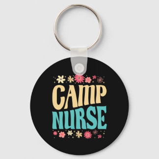 Camp Nurse Floral Outfit Summer Camping Registered Keychain