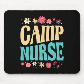 Camp Nurse Floral Outfit Summer Camping Registered Mouse Pad