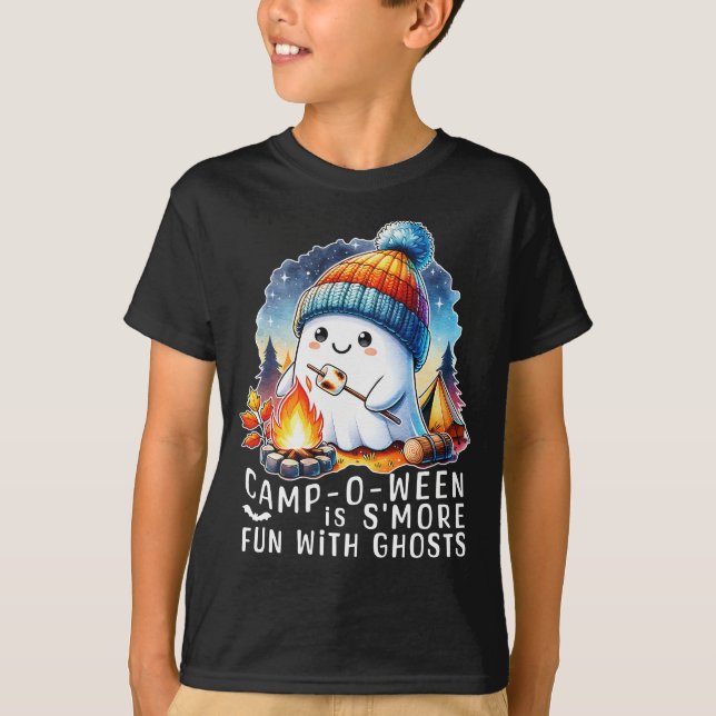 Camp-O-Ween is S'More Fun with Ghosts Halloween T-Shirt (Front)
