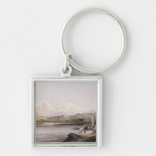 Camp of the Gros Ventres of the Prairies on the Up Keychain