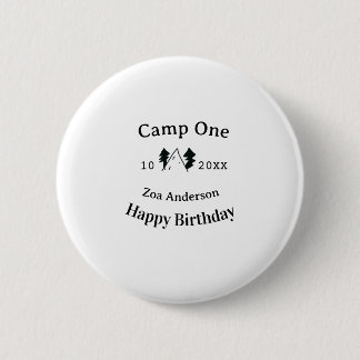 Camp one happy birthday name date campingadventure 2 inch round button