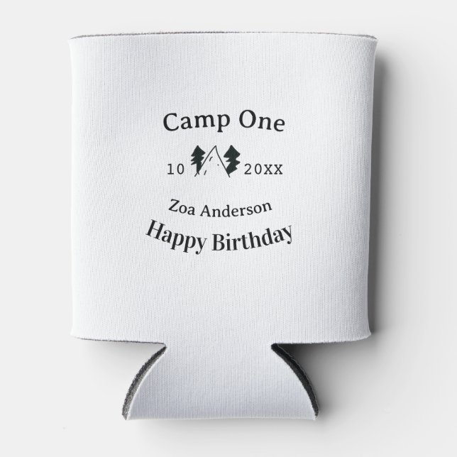 Camp one happy birthday name date campingadventure can cooler (Front)