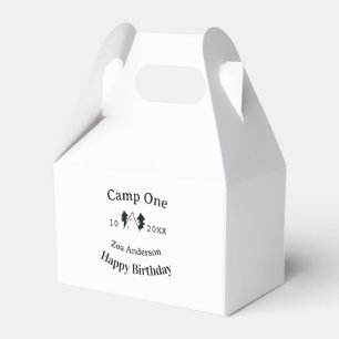 Camp one happy birthday name date campingadventure favor box