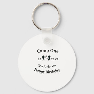Camp one happy birthday name date campingadventure keychain