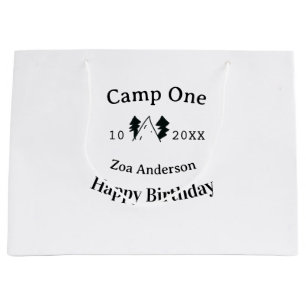 Camp one happy birthday name date campingadventure large gift bag