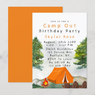 Camp Out Boy Birthday Party Invitation