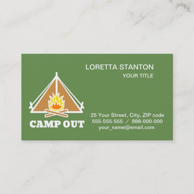 Camp out business card (Front)