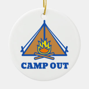Camp out ceramic ornament