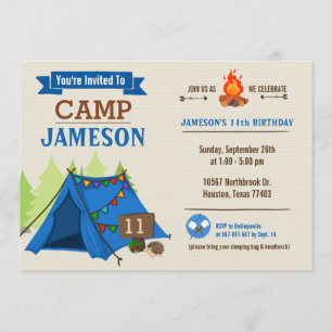 Camp Out Glamping Invitation de fête d'anniversair