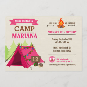 Camp Out Glamping Invitation de fête d'anniversair