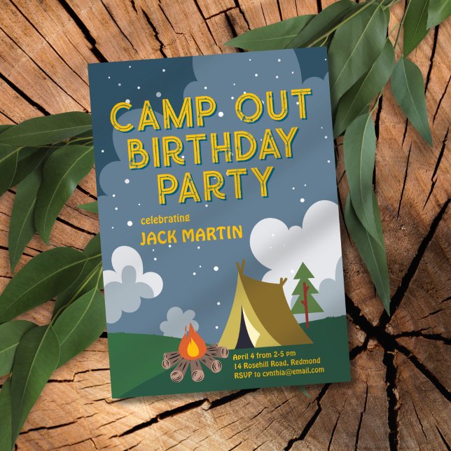 Camp Out Invitation d'anniversaire à thème (Créateur téléchargé)