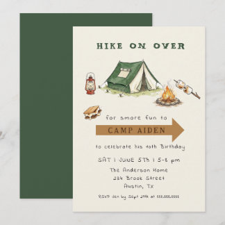 Camp out Kids Camping Adventure Birthday  Invitation