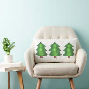 Camp Outdoor Woods Green Pine Trees Nature Lumbar Pillow