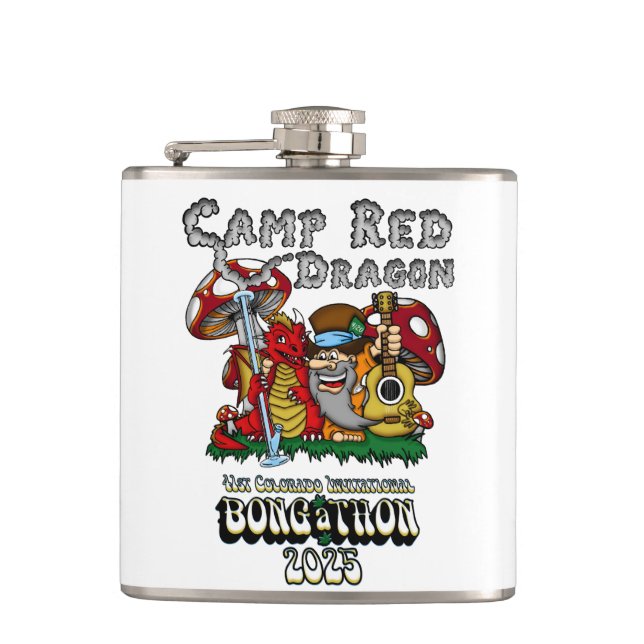 Camp Red Dragon 2025 B.A.T. Hip Flask (Front)