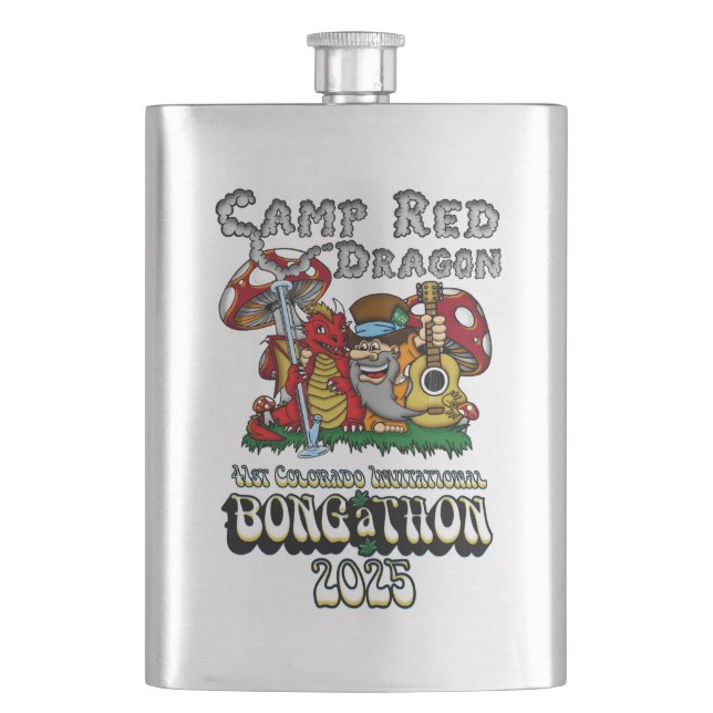 Camp Red Dragon 2025 B.A.T. Hip Flask (Front)