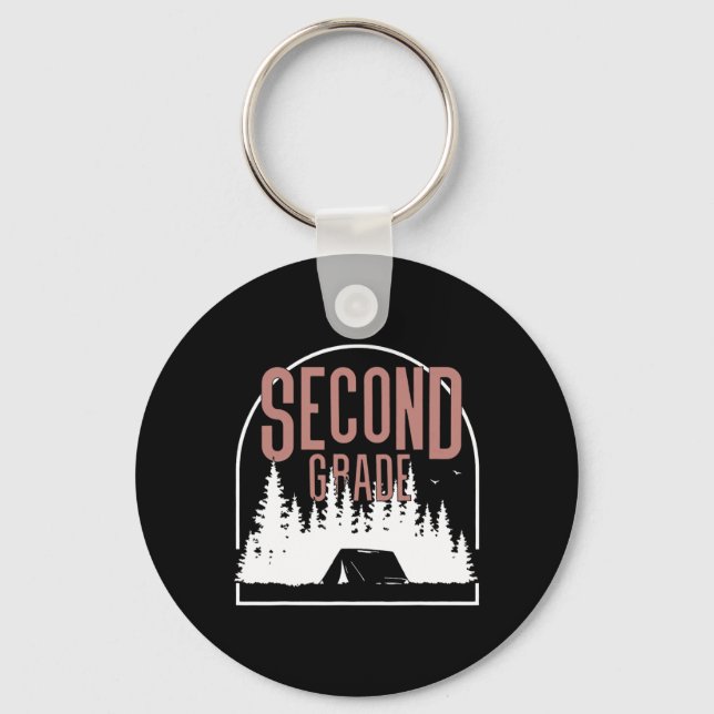 Camp Second Grade Camping Teacher 2nd Grade Back T Keychain (Front)