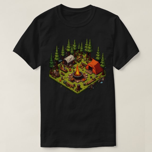 Camp Site Pixel Art Style 1 T-Shirt (Design Front)