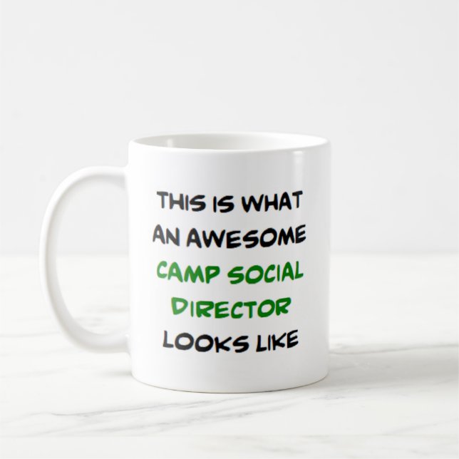 camp social director, awesome coffee mug (Left)