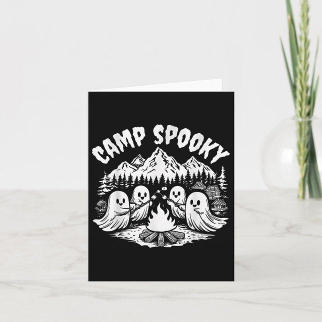 Camp Spooky Summerween Summer Halloween Cute Ghost Card (Front)