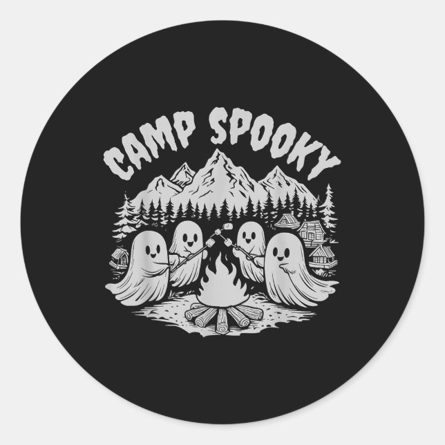 Camp Spooky Summerween Summer Halloween Cute Ghost Classic Round Sticker (Front)