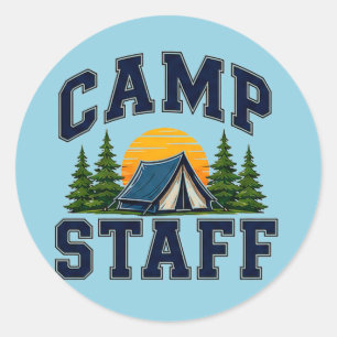 🏕️ Camp Staff Team Typography 👕 Classic Round Sticker