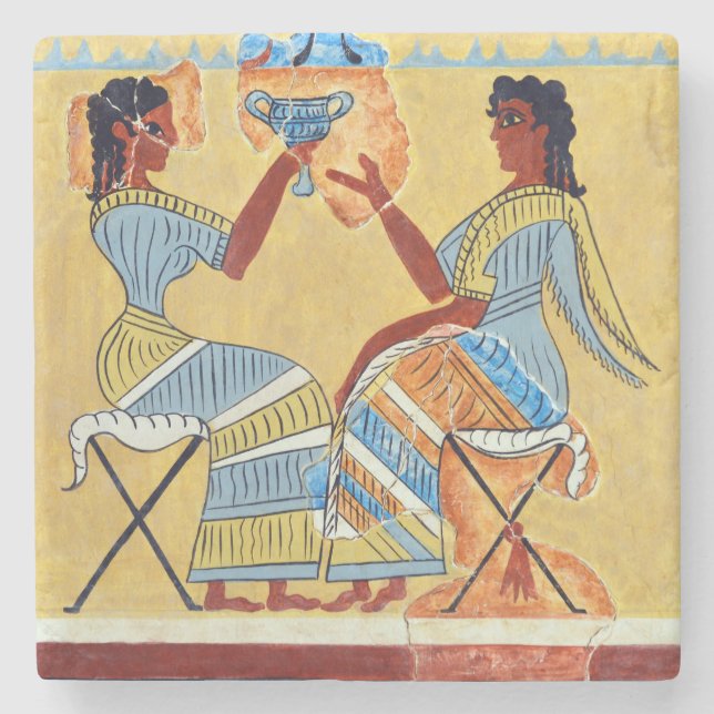 camp stool fresco priestesses talking replica anci stone coaster (Front)