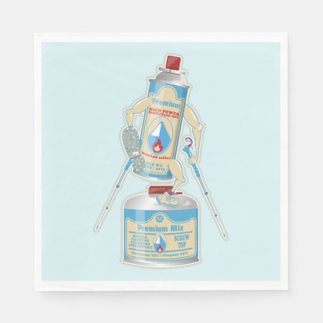 Camp stove gas canisters funny hiking napkin (Front)