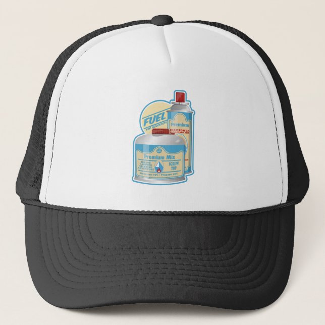 Camp Stove gas canisters Propane Butane Trucker Hat (Front)