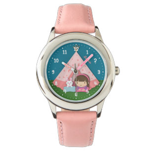 Camp Teepee Tent Bunny Girls Personalized Watch