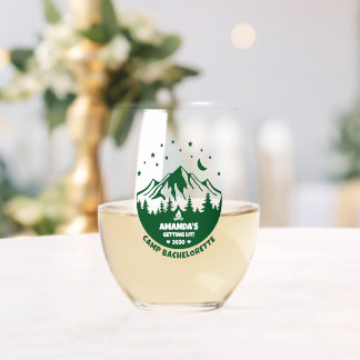 Camp Themed Bachelorette Party Bridesmaid Stemless Wine Glass