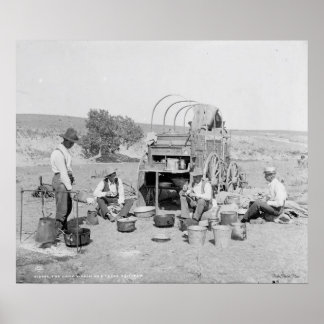 Camp Wagon On A Texas Roundup Poster