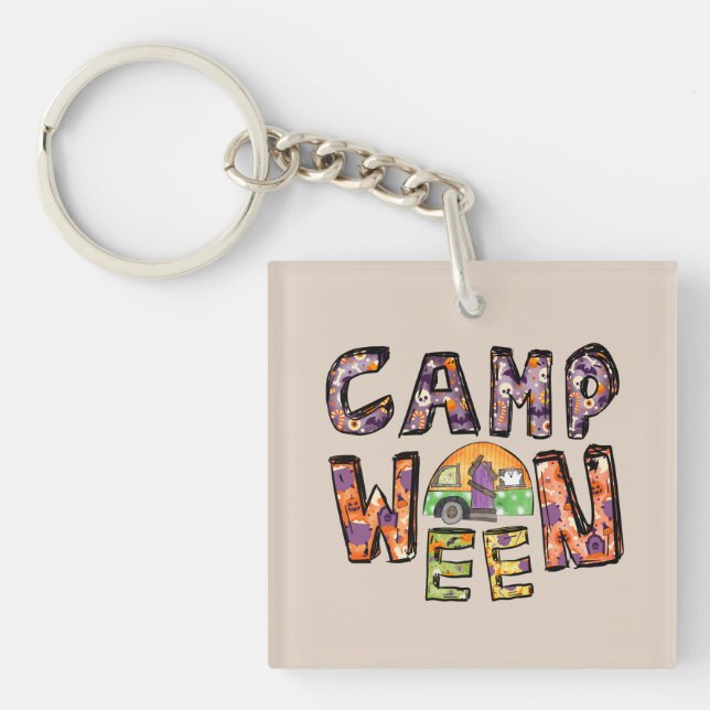 Camp Ween Halloween Camper Design Keychain (Front)