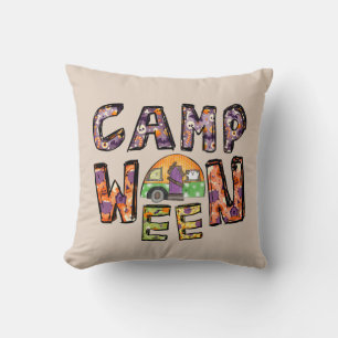 Camp Ween Halloween Camper Design Throw Pillow