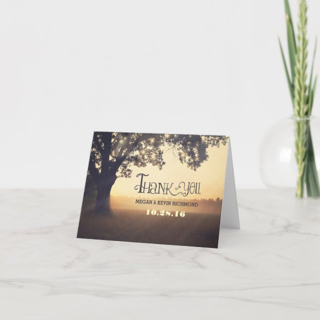 Campagne feux d'arbres rustiques mariage merci car (Devant)