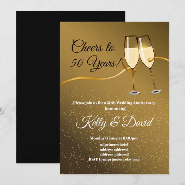 Campagne, invitation d'anniversaire de mariage (Devant / Derrière)