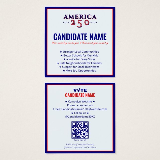 Campagne politique 2026 Candidat Élection Contact (Devant & derrière)