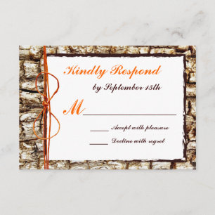 Campagne rustique Camo Orange Bow Wedding RSVP