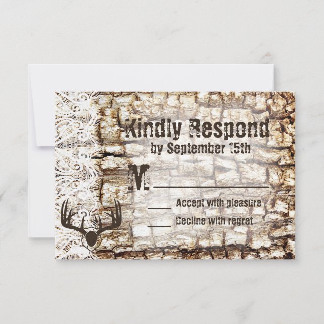 Campagne rustique Chasse Camo Antlers Mariage RSVP (Devant)