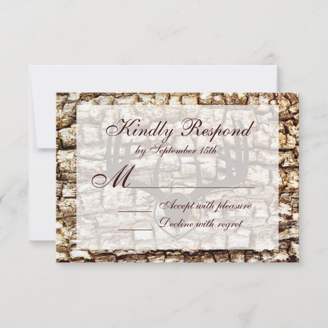 Campagne rustique Chasse Camo Antlers Mariage RSVP (Devant)