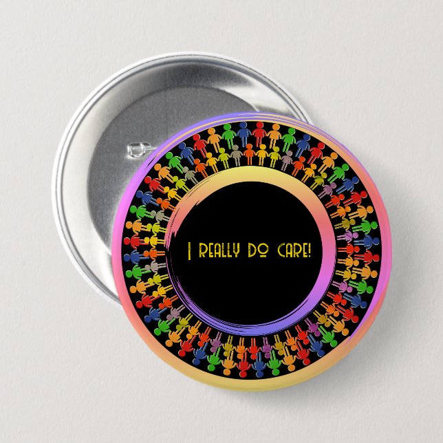 Campaign Colours 'I really do care'  3 Inch Round Button (Front & Back)