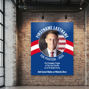Campaign Photo with curved type - Red White Blue Poster