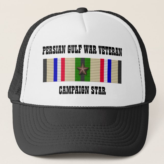 CAMPAIGN STAR / PERSIAN GULF WAR VETERAN TRUCKER HAT (Front)