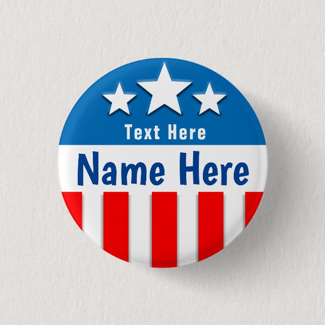 Campaign Template Custom Stars Stripes 1 Inch Round Button (Front)