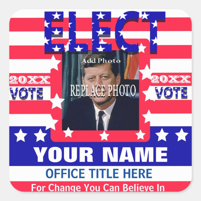 Campaign Template | Stars Stripes Square Sticker (Front)