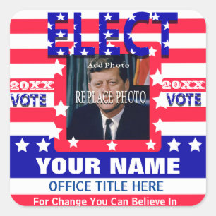 Campaign Template   Stars Stripes Square Sticker