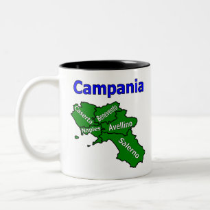 Campania Map with Provinces Two-Tone Coffee Mug