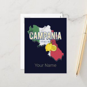 Campanie Italie Région Rétro Carte Souvenir Vintag