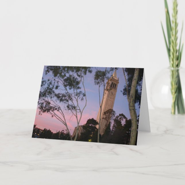 Campanile Sunset, Illuminated at Dusk Card (Front)