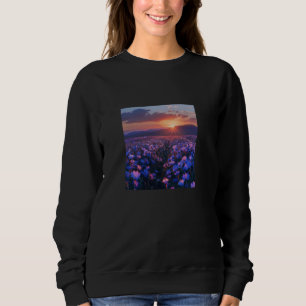 Campanula Flower Field Beautiful Sunset Graphic Sweatshirt