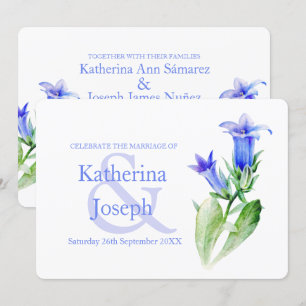 Campanula flower watercolor blue wedding invite